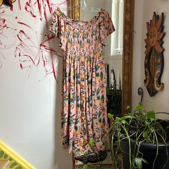 C&C California Pink Pineapple Print Midi Dress - Picture 15 of 16